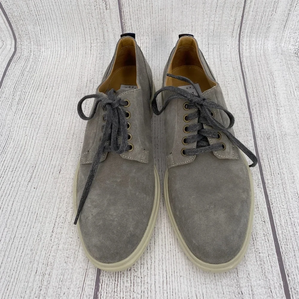 George Brown Bilt Fulton Derby Mens 10 Cement Grey Suede Lace Up Plain Toe Shoes
